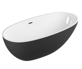 Акриловая ванна Grossman Fly GR-1104MB 170x75см чёрный матовый/белый